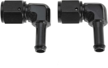 Female 6AN to 5/16 Hose Fuel Fittings 90 Degree Swivel Oil Line Pipe Adapter Black 2PCS