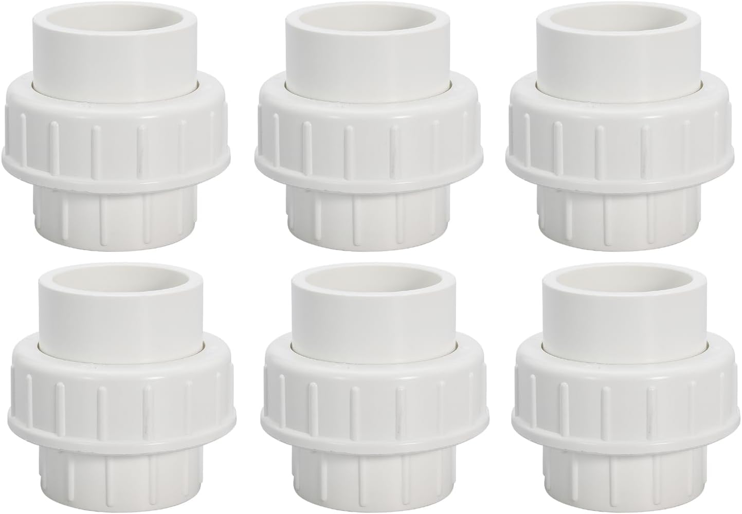 1-1/2" PVC Union Coupling Pipe Fitting PVC Adapter Schedule 40, EPDM O-Ring, 1-1/2 inch Slip Coupling Fitting (Socket x Socket), 4 Pack, White