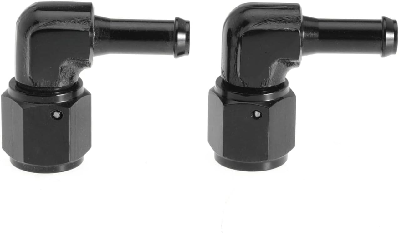 Female AN6 to 3/8 Hose Fuel Fittings 90 Degree Swivel Oil Line Pipe Adapter Black 4PCS