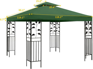 Gazebo Replacement Canopy Roof - Double Tiered Canopy Cover, 10x10 FT (Blackish Green)