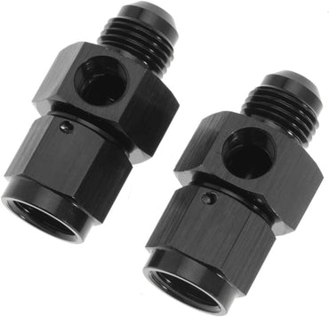 6AN Female to 6AN Male Flare Fuel Pressure Take Off Hose Pipe Adapter Fittings with 1/8 NPT Port Fuel Line Tube Pipe Connector Black 2PCS