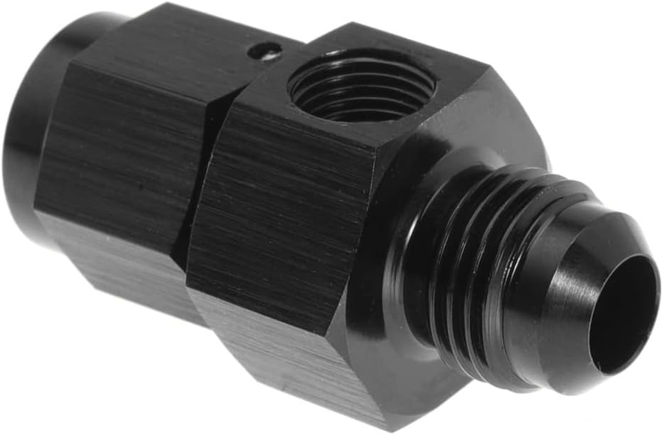 6AN Female to 6AN Male Flare Fuel Pressure Take Off Hose Pipe Adapter Fittings with 1/8 NPT Port Fuel Line Tube Pipe Connector Black 2PCS