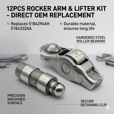 Rocker Arm and Lifter Kit 12 Pcs for ChrysIer 200 300 for Dodge for Ram 1500 for Challenger for Journey for Jeep for Grand for Cherokee for Wrangler 3.6 2011-2020 Replace 5184296AH 5184332AA