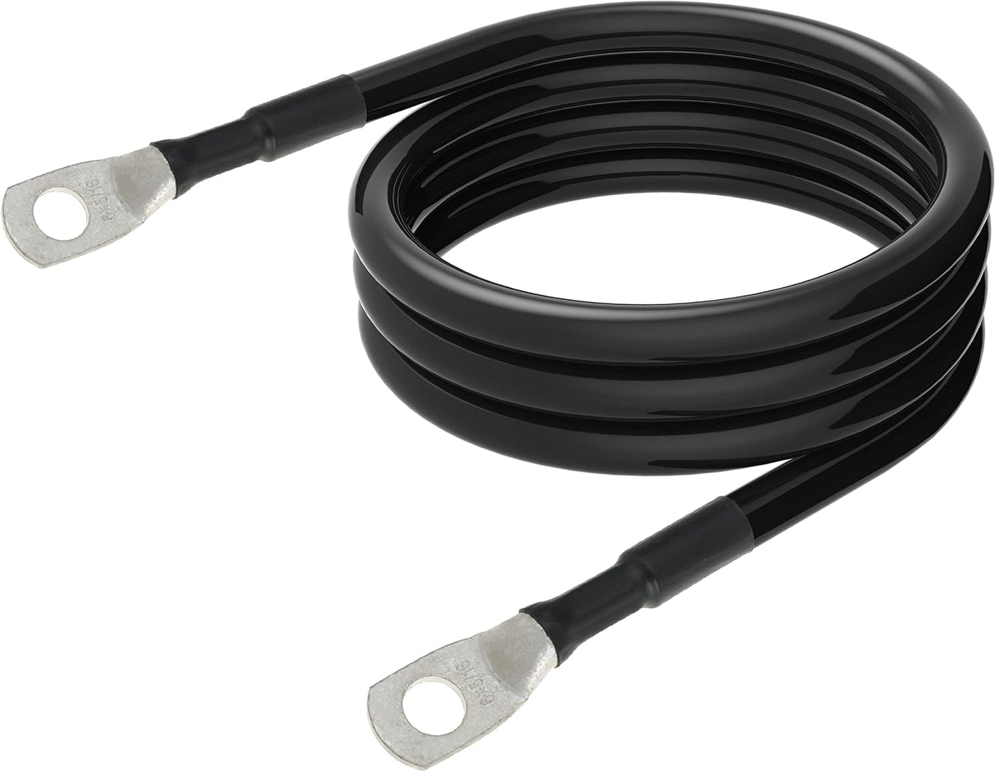 6 AWG Battery Cables 6 Gauge Battery Power Inverter Cable with 5/16 Inch Tinned Copper Lugs Both Ends for Solar Marine Boat RV Car Motorcycle 2 pcs (4FT)