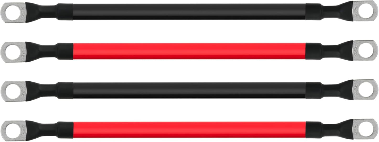 5FT 4 AWG Battery Cable 4 Gauge Battery Cables 4AWG 5 FT Battery Inverter Wires Cables with 3/8 inch Lugs for Solar Power Inverters, RVs, Campers, Travel Trailers, Cars, 2 Pairs