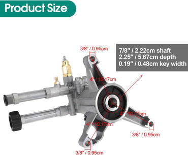High Pressure Washer Pump Replace RMW22G24-EZ-SX Left-Handed Pump Aluminum Vertical 7/8" Shaft Power Washer Pump Head for Troy Bilt for Simpson for Husky for Ryobi for Craftsman 2400 PSI, 2.2 GPM