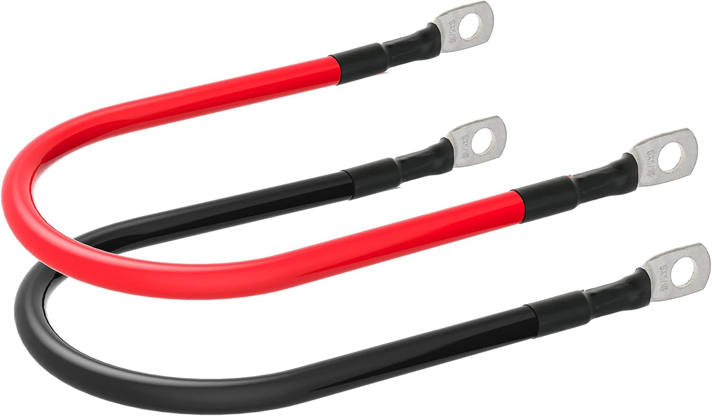 6 AWG Battery Cables 6 Gauge Battery Power Inverter Cable with 5/16 Inch Tinned Copper Lugs Both Ends for Solar Marine Boat RV Car Motorcycle 2 pcs (7FT)