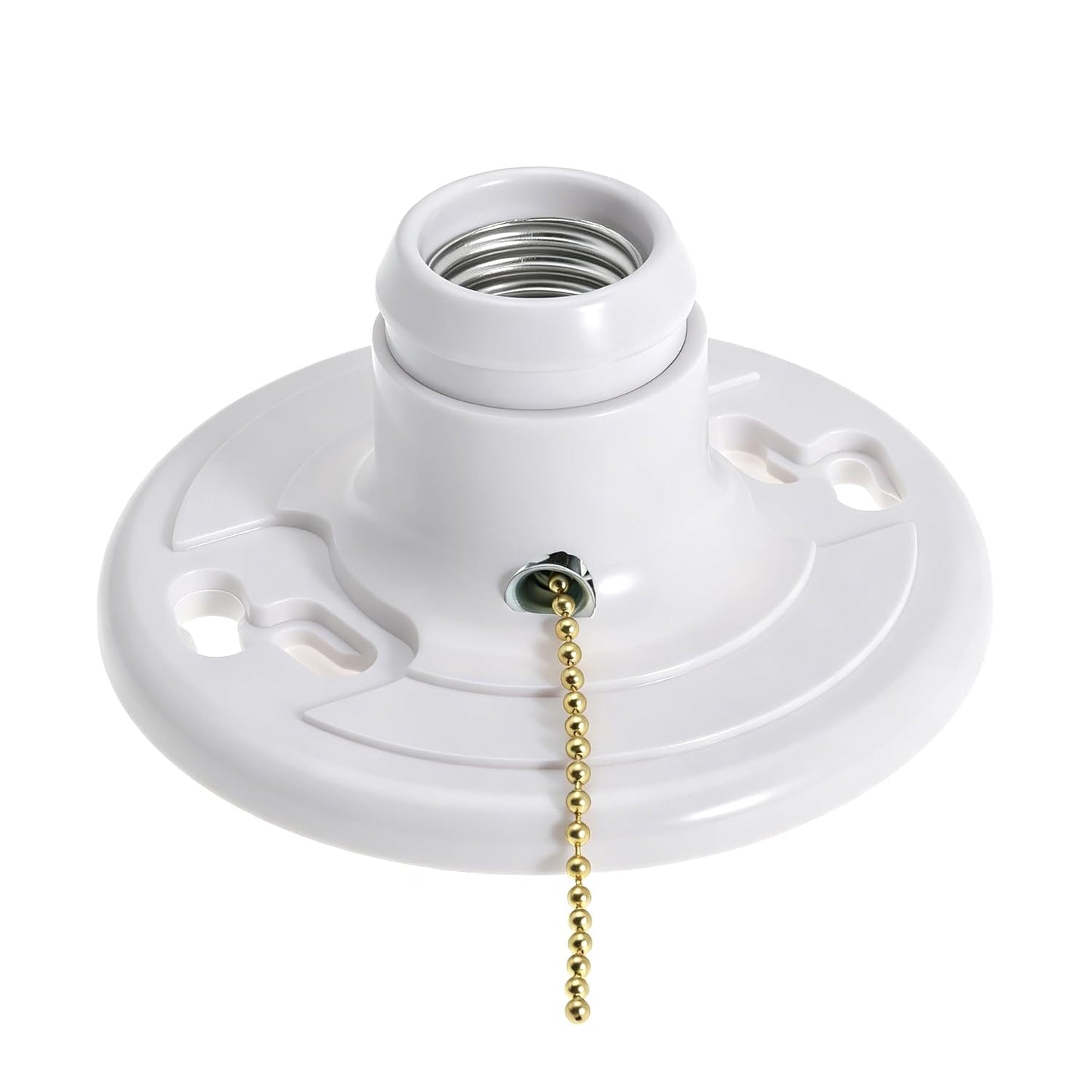 10 Pack for E26 Light Base Socket with Pull Chain Keyless Lamp Base Holder White Ceiling Bulb Socket 660W Outlet Box Mount for Incandescent for LED for Fluorescent Bulbs Indoor Outdoor Use