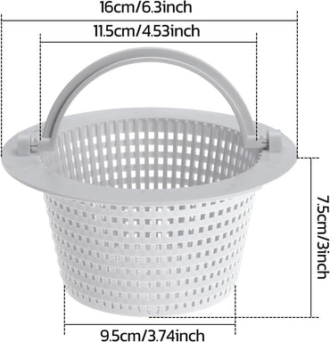 6" Above Ground Pool Skimmer Basket Thru-Wall Strainer Basket Filter Basket with Handle to Clean Leaves and Debris (1)