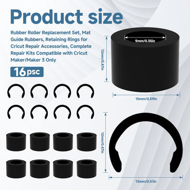 Rubber Roller Replacement Compatible with Cricut Maker for Maker 3, Mat Guide Rubbers for Cricut Repair Accessories (Rings Roller Set)