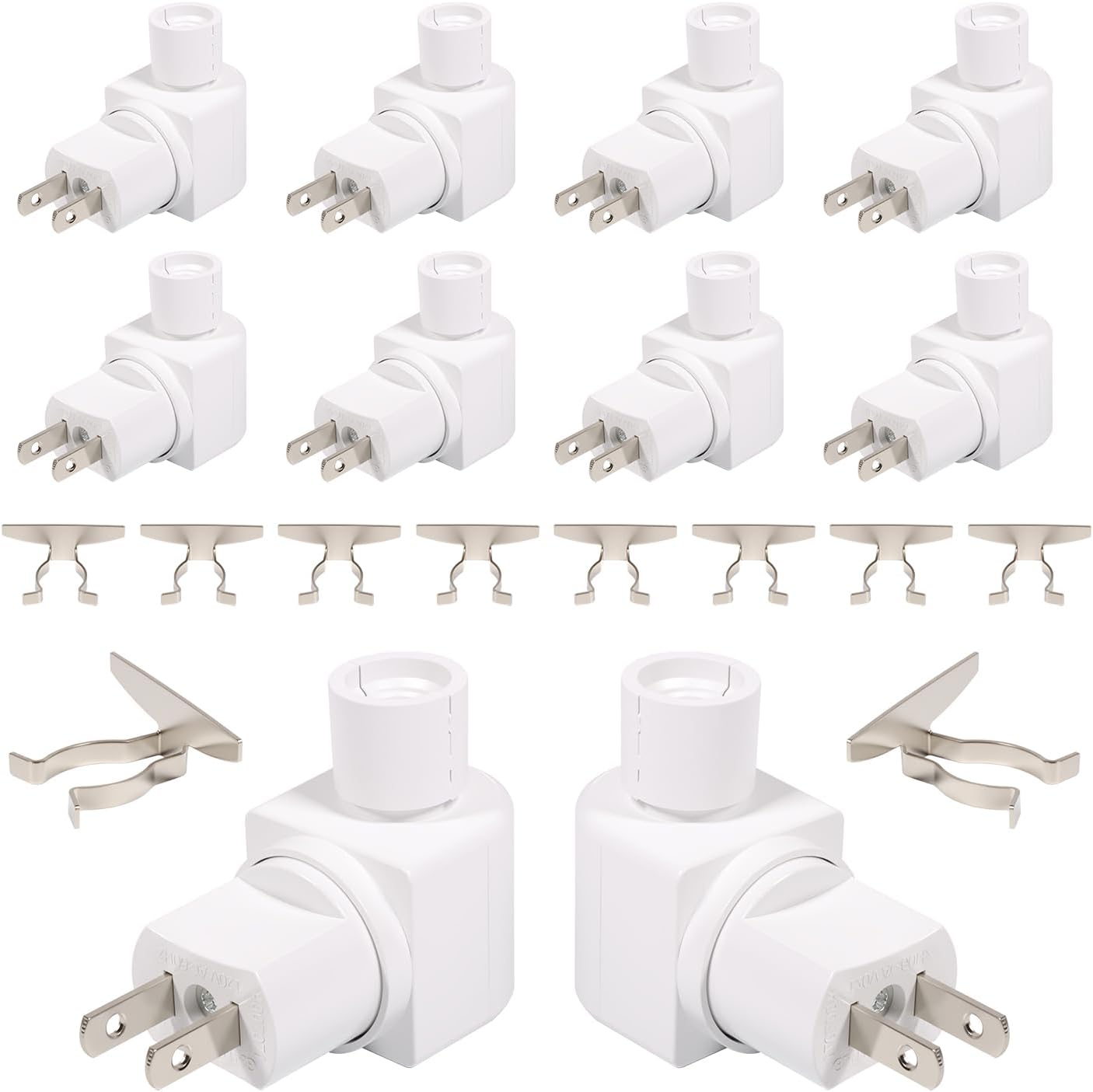 Plug-in Night Light Base and Module with ON and Off Switch, 360° Rotating Swivel Plug, Metal Clip for DIY Bubble Light Crafts (20PCS)