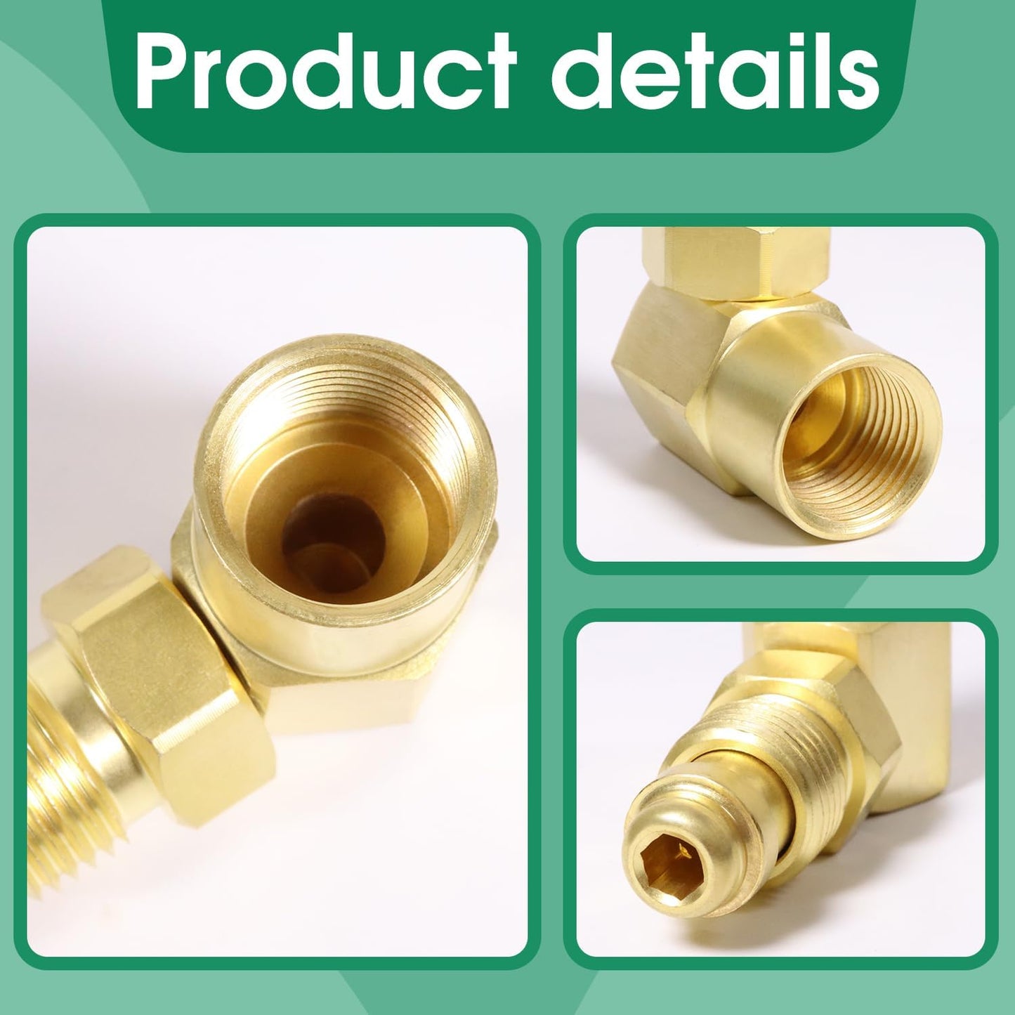 AW-407 / CGA 032 Nut / NIP-032 Body 90' Argon Welder Connector 90 Degrees Elbow Inert Gas Adaptor Compatible for Everlast for TIG for MIG Welder