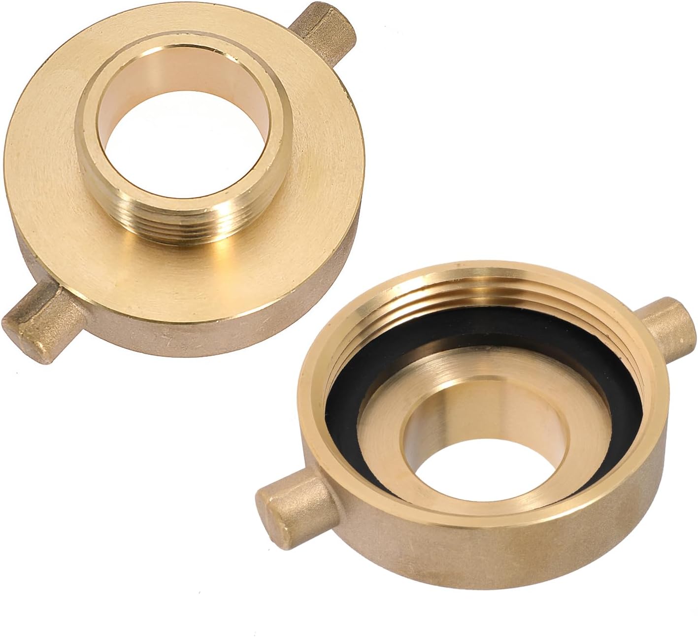 2 PCS 2-1/2" NST (NH) Female x 3/4" GHT Male Fire Hydrant Hose Adapter Brass Fire Equipment with Pin Lug for Fire Hydrants, Pipes, Hoses