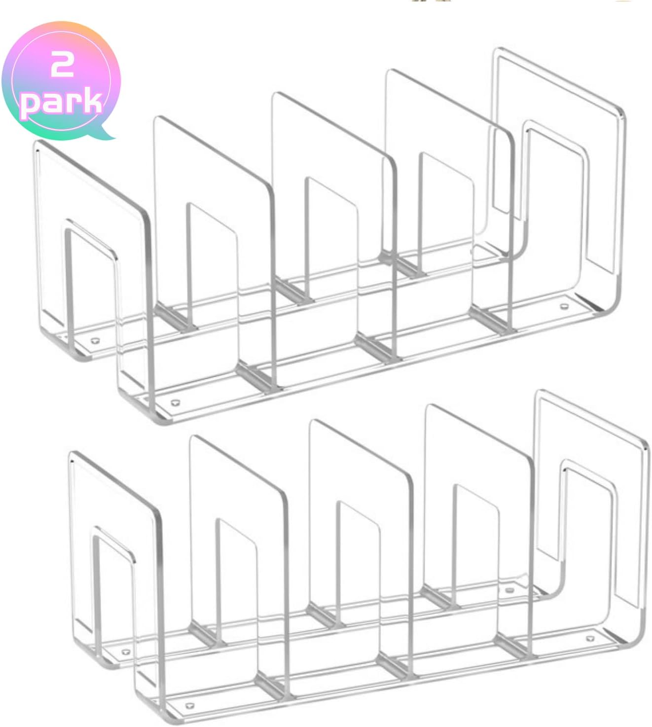 Noleja 2pcs Clear Plastic Purse Handbag Organizer 4 Sections Bag Closet Shelf Divider Purse Display Stand Handbag Storage Organizer Clear Desk File Sorter Stand Holder Bookshelf (2)