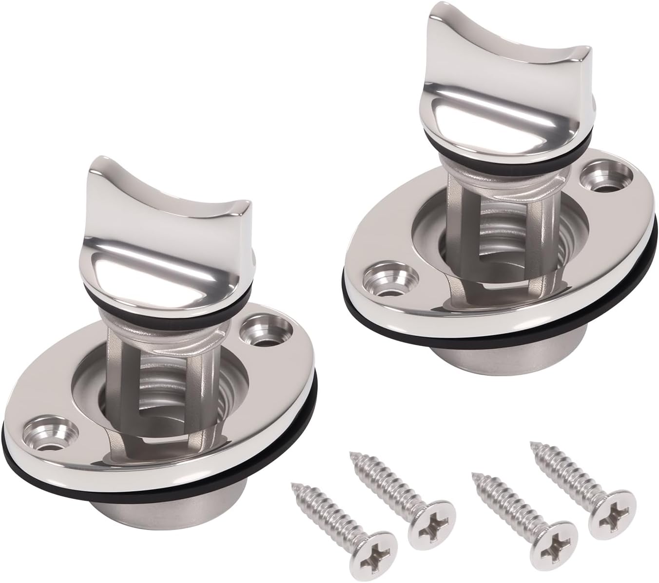 Stainless Steel Boat Drain Plug Oval Garboard Transom Marine Plugs Fit for 1" Hole,Thread for 3/4", with Screws and Waterproof O-Ring