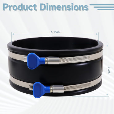 4 Pack 6" Dust Control Flex Cuff with Adjustable Hose Clamps, Rubber Connector Rubber Cuff Coupler for Woodworking Dust Collection Fittings