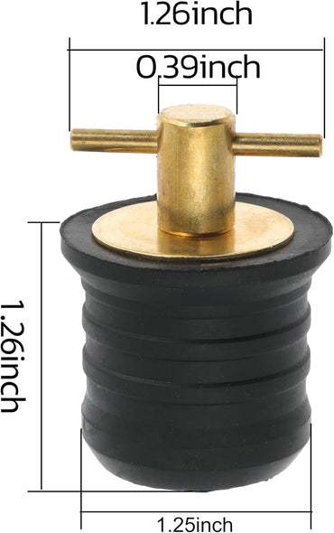 2 Pcs Boat Drain Plug With T Handle - Snap Rubber Plugs With Brass/Stainless Steel Handle - Marine Twist Accessories