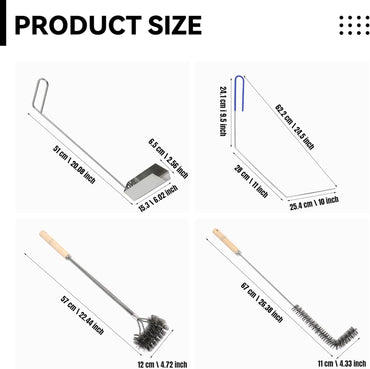4 Pcs Fryer Cleaning Tools, L Shaped Stainless Steel Bristles Fryer Deep Cleaning Brush, Deep Fryer Crumb Scoop, Fryer Deep Cleanout Rod, Long Handle Fryer Basket Brush for Restaurant Air Fryer