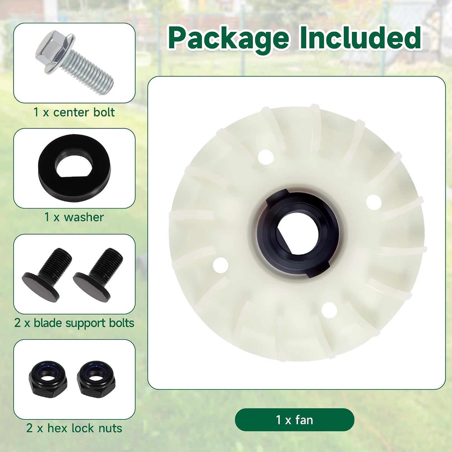 Mower Blade Kit for EGO for LM2130SP, for LM2150SP, for LM2160SP 21 inch Lawn Mower Package Includes Fan, Bolts, Nuts, and Washer for 21" Dual Blades mowers