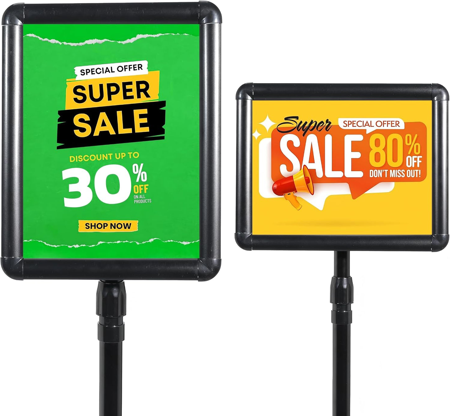 Adjustable Pedestal Floor Standing Sign Holder for 8.5*11 inch 360° Rotation Snap-Open Frame Display Outdoor Indoor Poster or Chalk Board Display for School Restaurant Business Mall Advertising 1PC