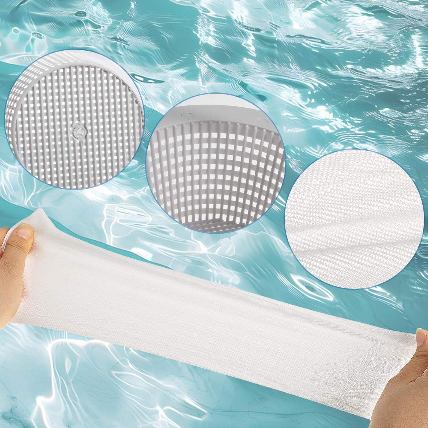 2 Pack 6" Above Ground Pool Skimmer Basket Thru-Wall Strainer Basket Filter Basket with 30 Pack Pool Skimmer Socks Pool Basket Socks to Clean Leaves and Debris