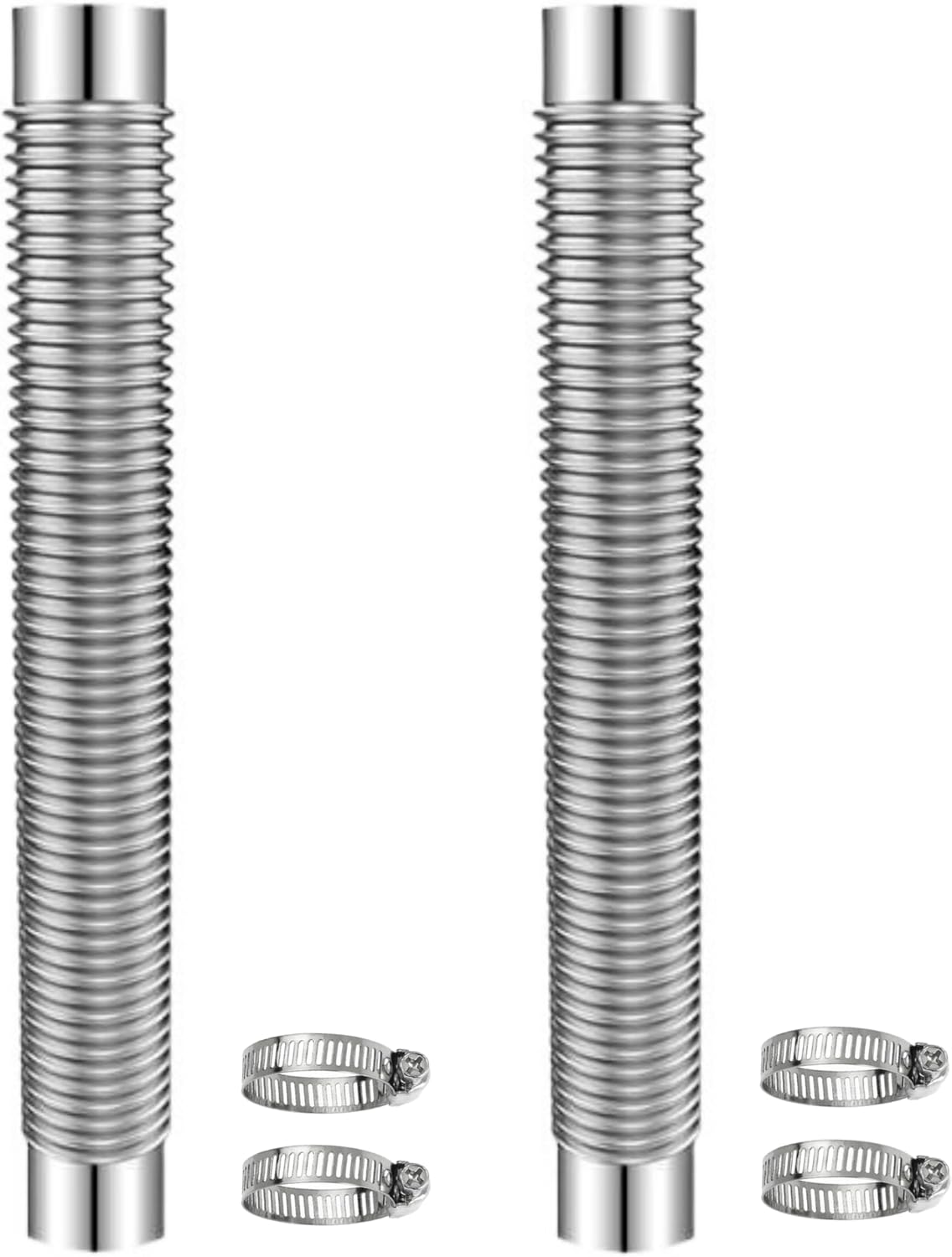 7.87 Inch Straight Corrugated Exhaust Pipe 24mm ID for Generator with Thru Hull Fitting and Elbow Connector