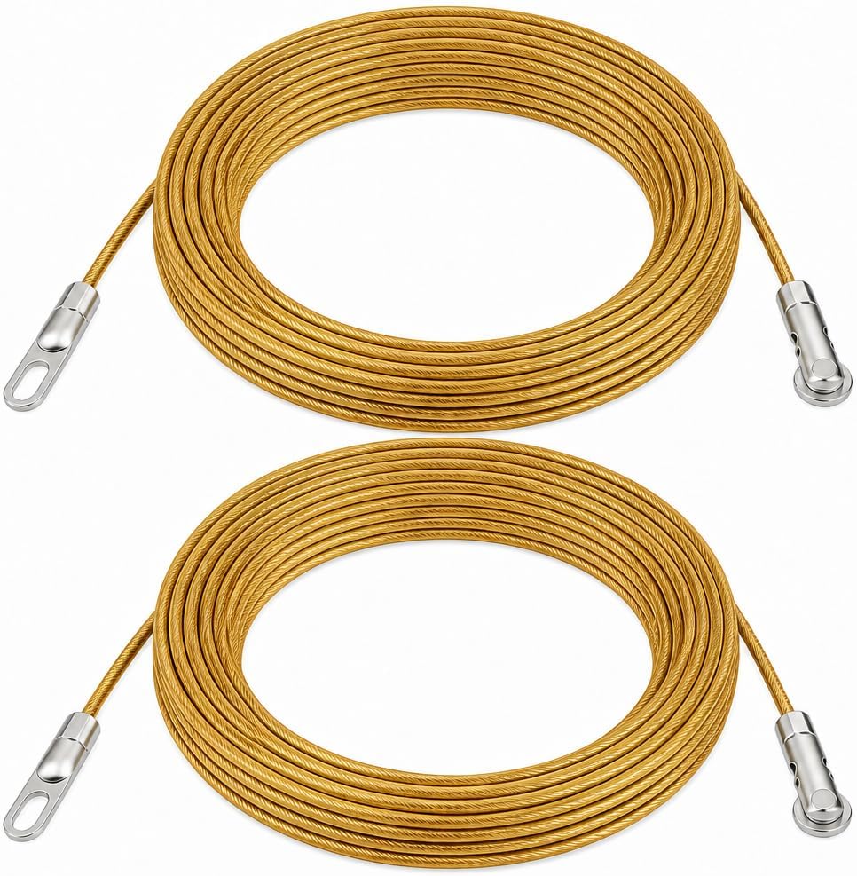 2PCS Fish Tape Wire Puller 33ft Heavy Duty Wire Fish Tape for Cable Puller Through Wall Running Electrical Wire Cable, Electrical Snake with Pulley Head for Easy Wire Fishing