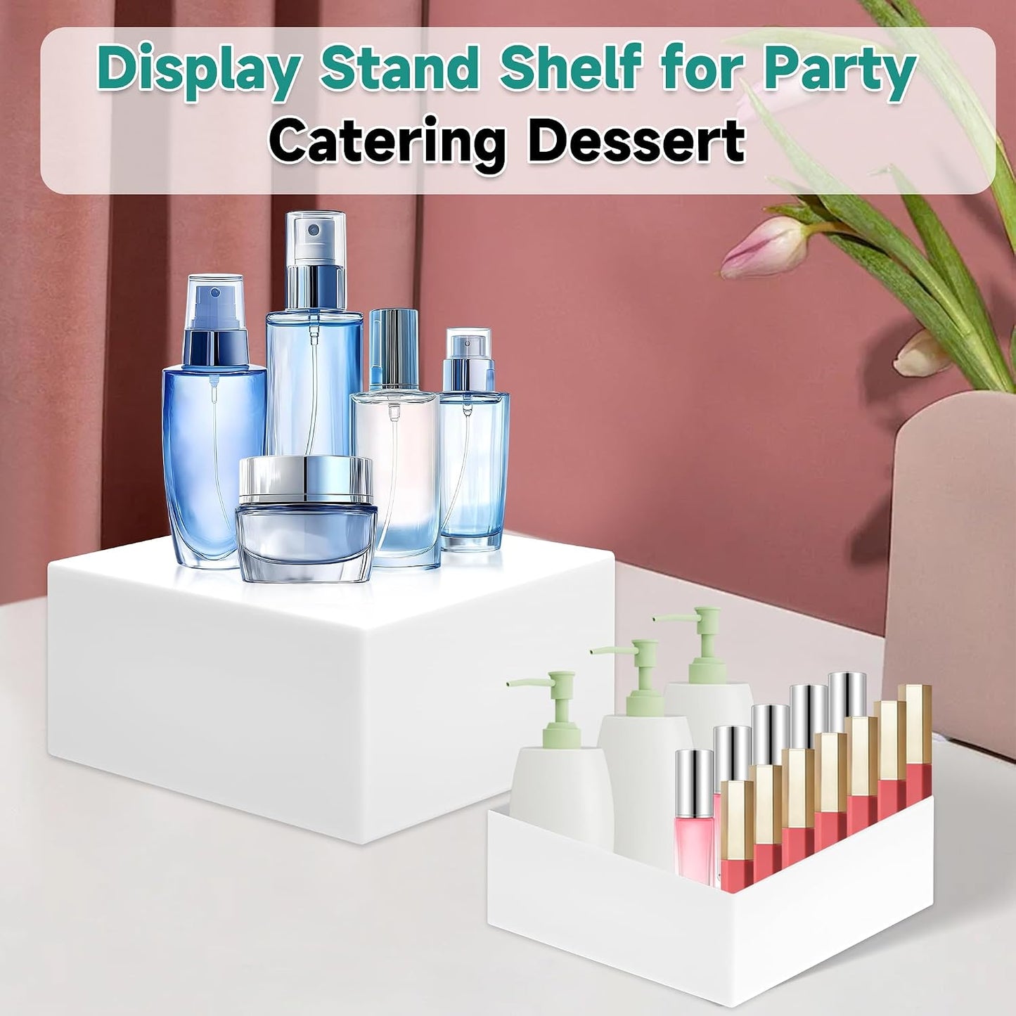 6Pcs Buffet Risers,Food Risers for Buffet Table Display Stand Shelf for Party Catering Dessert Jewelry Collectibles Acrylic Cube Boxes Display Nesting Risers (white-S(5,6,6.8,7,7.5,8)