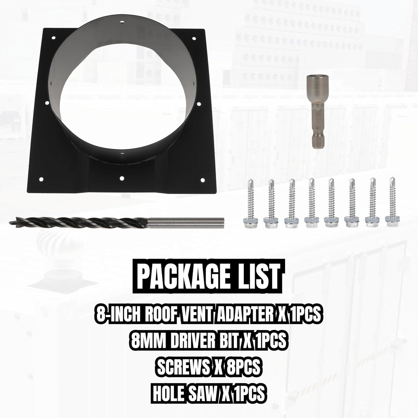 8" Shipping Container Vent 8 Inch Corrugated Roof Vent Adapter Roof Vent Adapter Fits for Whirlybird Roof Turbines, Set of 1