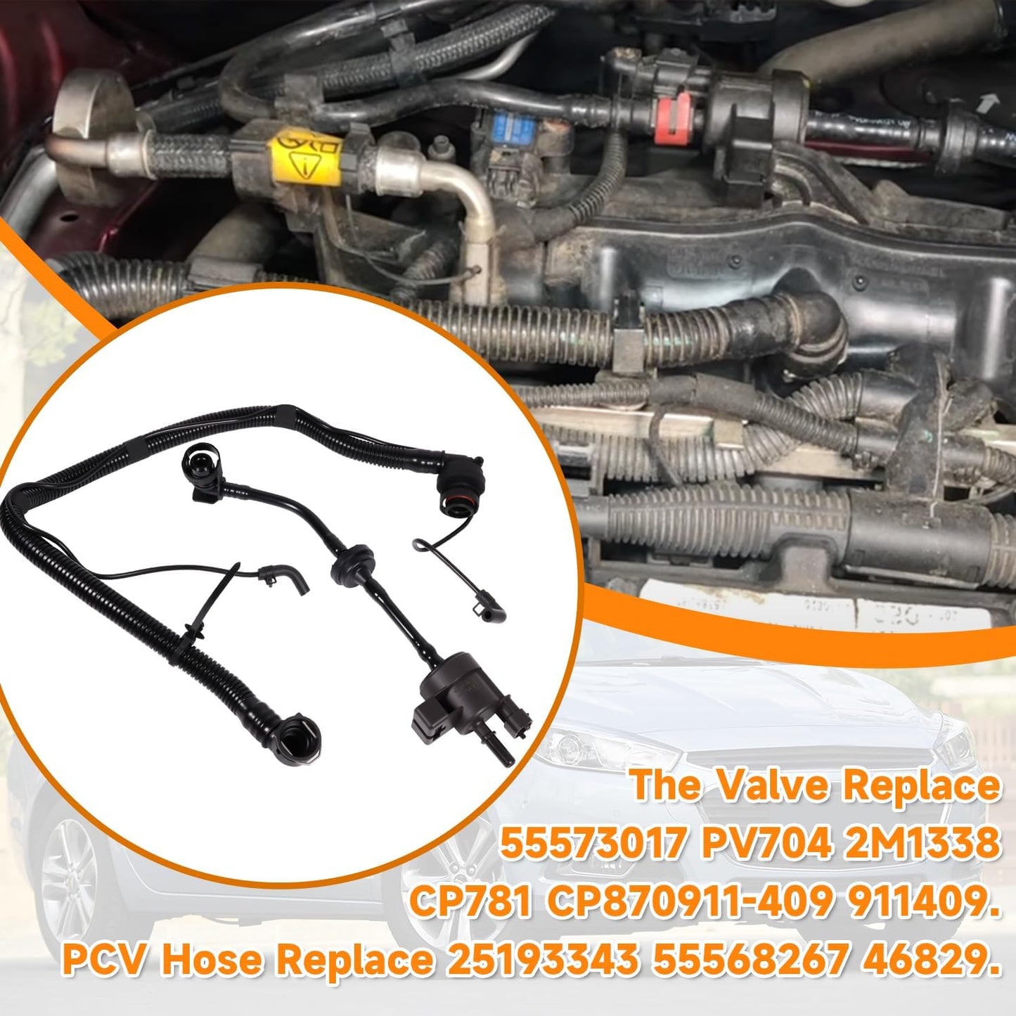 Vapor Canister Purge Valve Solenoid EVAP Vent Purge Control Valve Replace 55573017 and PCV Valve Hose Replace 25193343 for Chevrolet Sonic Trax Cruze Encore 2011-2020