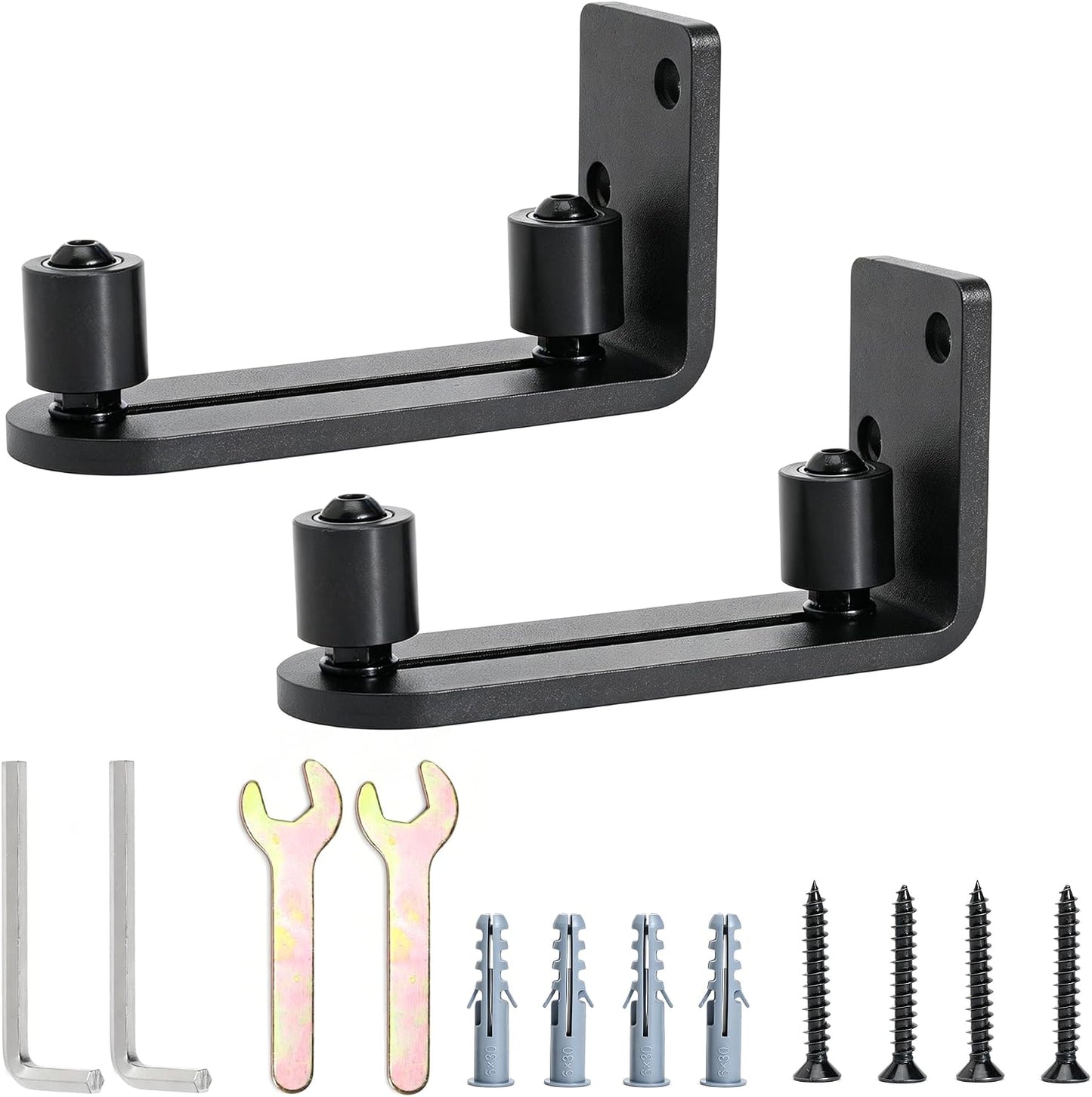 2 Pack Barn Door Floor Guide,2 Assemble Setup Options,Wall Mount System | Wall Mount Design,Fits Various Door Thicknesses,Steel Construction,Smooth & Quiet Sliding,Easy Installation