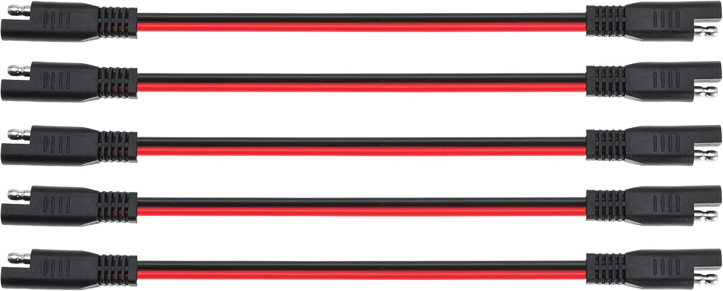 10 AWG SAE to SAE Extension Cable 10 Gauge 2-Pin SAE Connector Extension Cord with Dual Head Plug for Solar Panel Automotive Car Motorcycle 12in