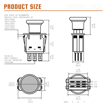 Clutch PTO Switch 8 Terminals for Delta for Bobcat for Exmark for Grasshopper for Scag for EverRide for ZTR for Toro for Everride Compatible with 183925 136574 13248 1-633673 6201-342 103-5221, 5 AMP