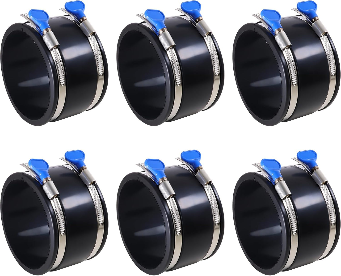 2 Pack 4 Inch Dust Control Flex Cuff with Adjustable Hose Clamps, Rubber Connector Rubber Cuff Coupler for Woodworking Dust Collection Fittings
