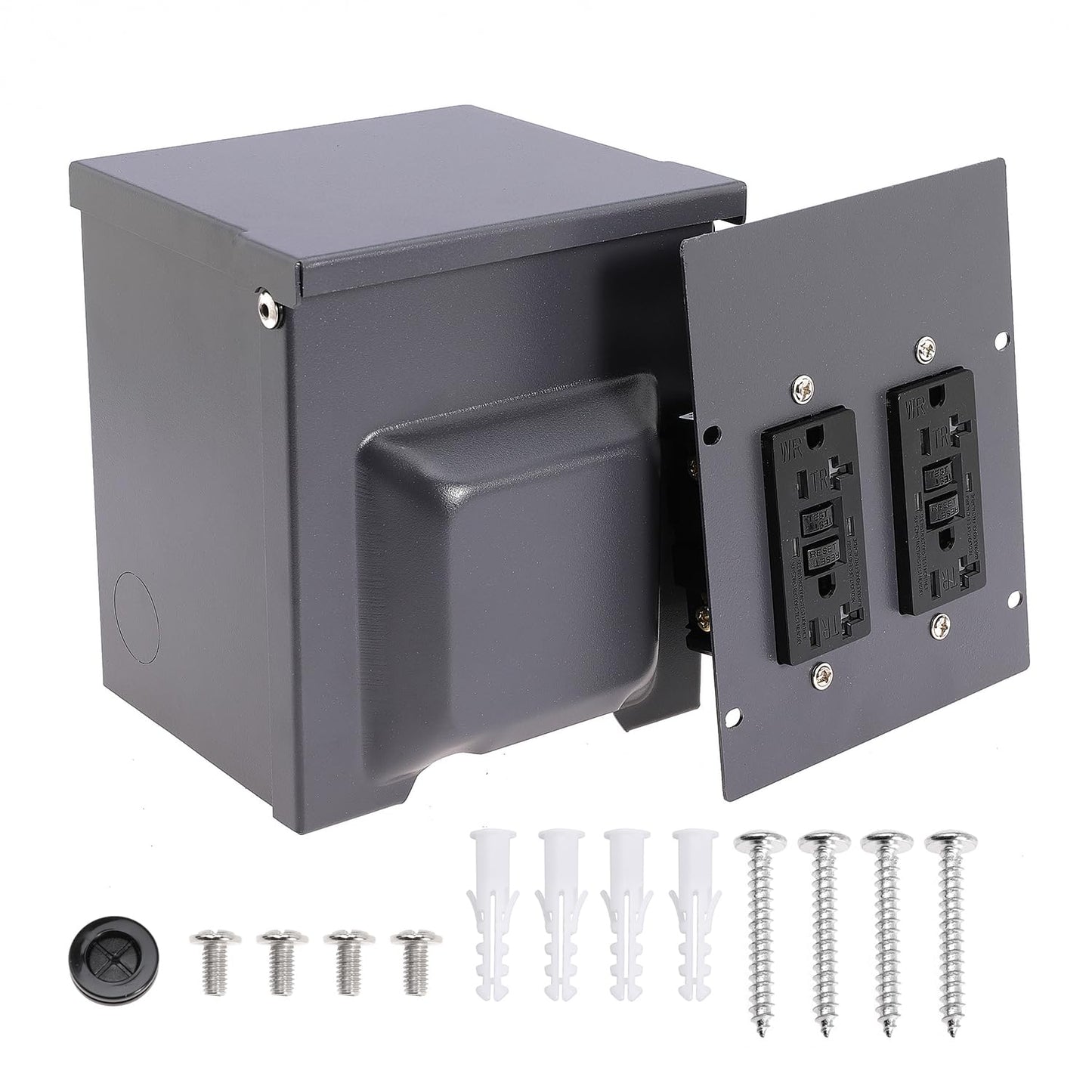 Outdoor Electrical Outlet Box with Dual 20 Amp Receptacle, 2 Gang 20A GFCI Double Outlets Breaker Box Panel for Outdoor Use