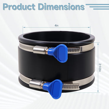 4 Pack 4 Inch Dust Control Flex Cuff with Adjustable Hose Clamps, Rubber Connector Rubber Cuff Coupler for Woodworking Dust Collection Fittings