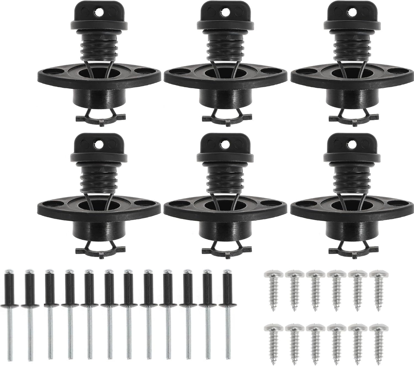 Kayak Drain Plug Kit Drain Stoppers Scupper Bung Plug Kit for Dinghy for Canoe for Boat with Screws and Blind Rivets (4Pcs)