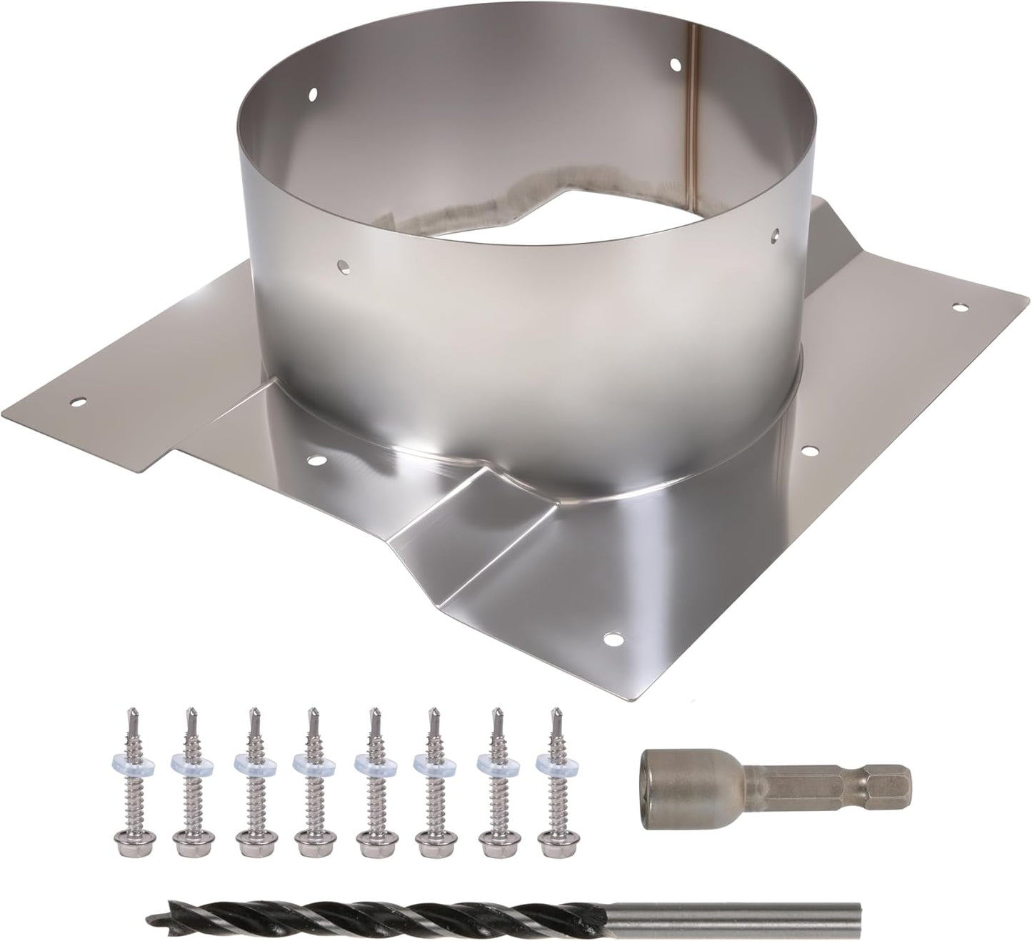 8 Inch Shipping Container Roof Vent Adapter 8" for Whirlybird Turbines, Round Chimney Caps and Corrugated Roof Window Vents, 2 Pack, Silver