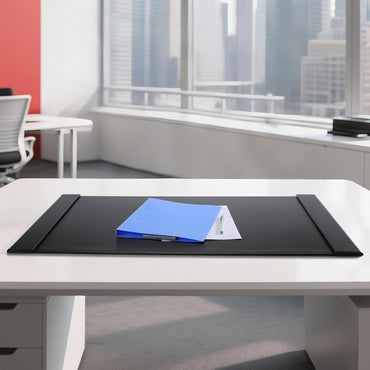 30" x 18" Leather Desk Blotter with Side Rails for Writing Leather Executive Desk Pad Protector Desk Mat for Office Home Workplace Black