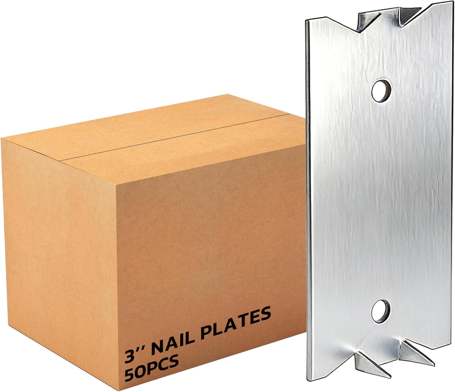 30 PCS 6 x 1.5 Inch Nail Plate for Wood Studs, Metal Cable Protector Plate Safety Nail Plates with Sharp Pointed Prongs, Steel Cable Wire for Protecting Plumbing and Wiring