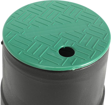 6 in Round Sprinkler Valve Box and Cover, 9" Height Irrigation Valve Box Base Extension for Garden Yard Outdoor Lawn Grassland Ground Farm, with Green Overlapping Cover (Valve Box - 6 Sets)