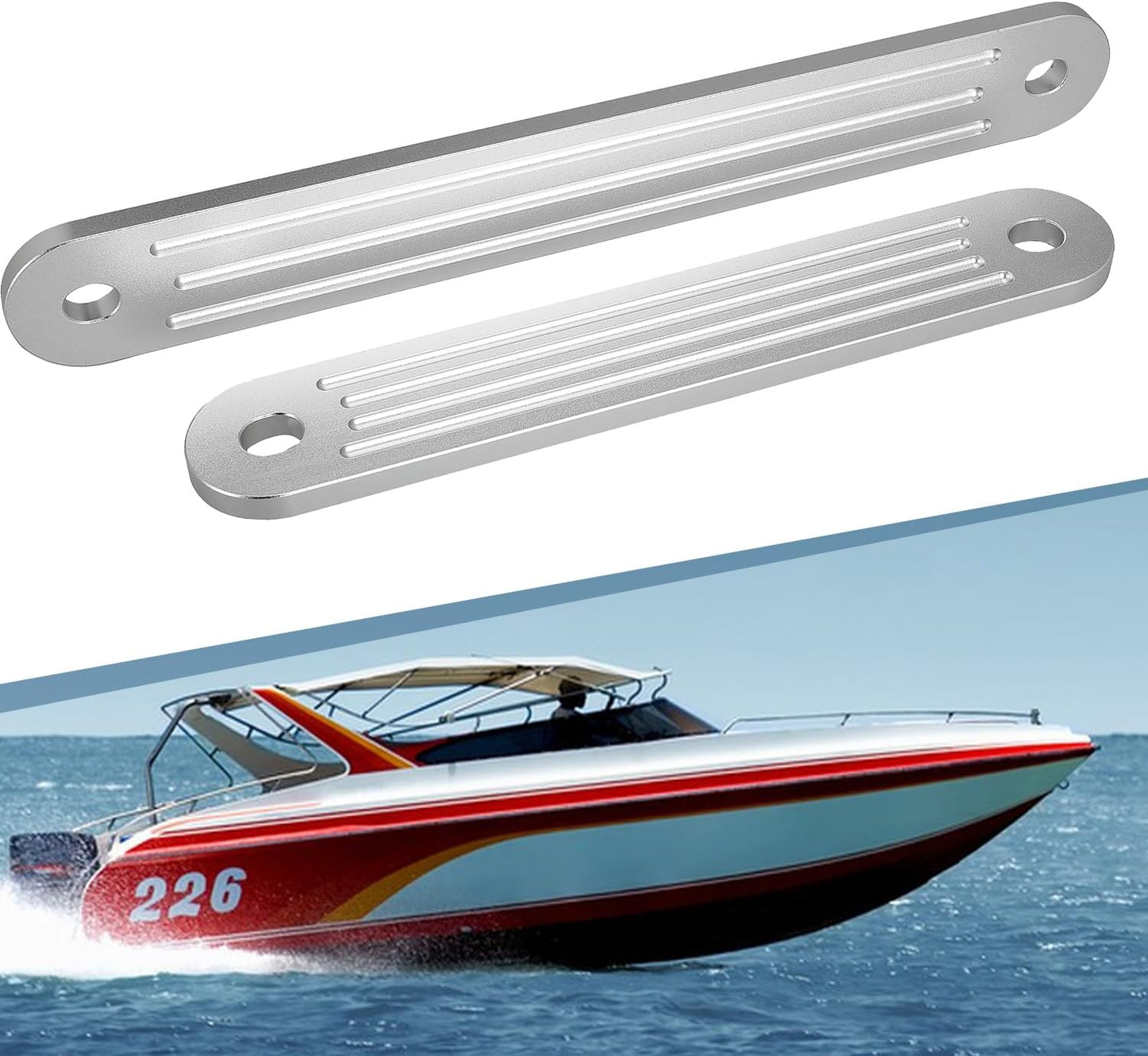 Transom Support Plate Kit TSP-1 TSP-2DP Fit for Top Bolt Holes and Lower Support Bolt Holes Marine Aluminum Transom Support Plate Replace for 3001-8067 Holes Size 12” x 2” and 15” x 2”