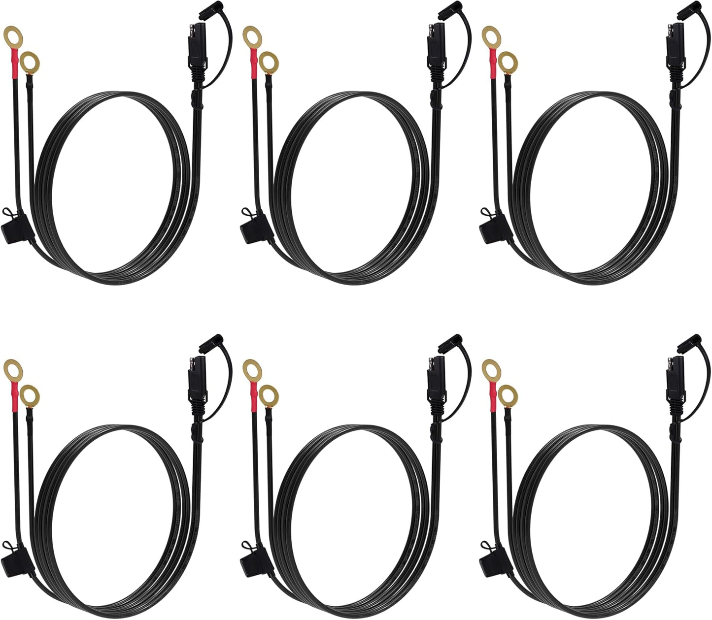 1.5FT 18AWG SAE Extension Cable, SAE Battery Charger Cord 18 AWG, 2 Pin Quick Disconnect SAE to O Ring Terminal Harness Extension Cord for Solar Batteries Cars Motorcycles, 2pcs