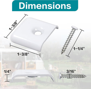 RV Trim End Caps for 1 Inch Vinyl RV Trim Molding Screw Covering Strip (White, 10pcs)