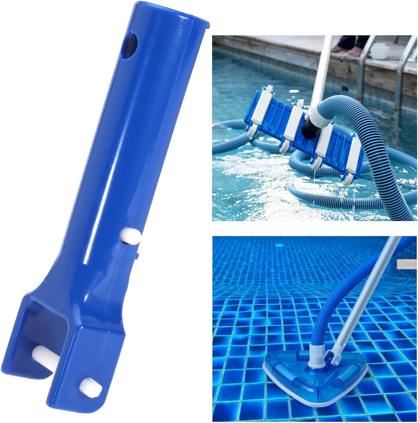 2 Pcs Pool Vacuum Head Handle with 4 Pcs Butterfly V-Clips and Pins fits for Pool Spa Vacuum Head