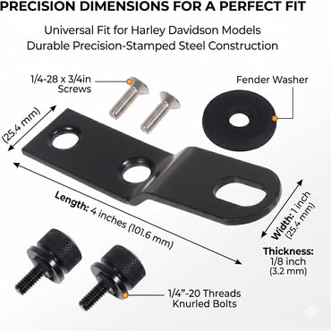 Seat Bracket for Harley Davidson Rear Fender Studplate Replaces 10545BB with Washers and Screws