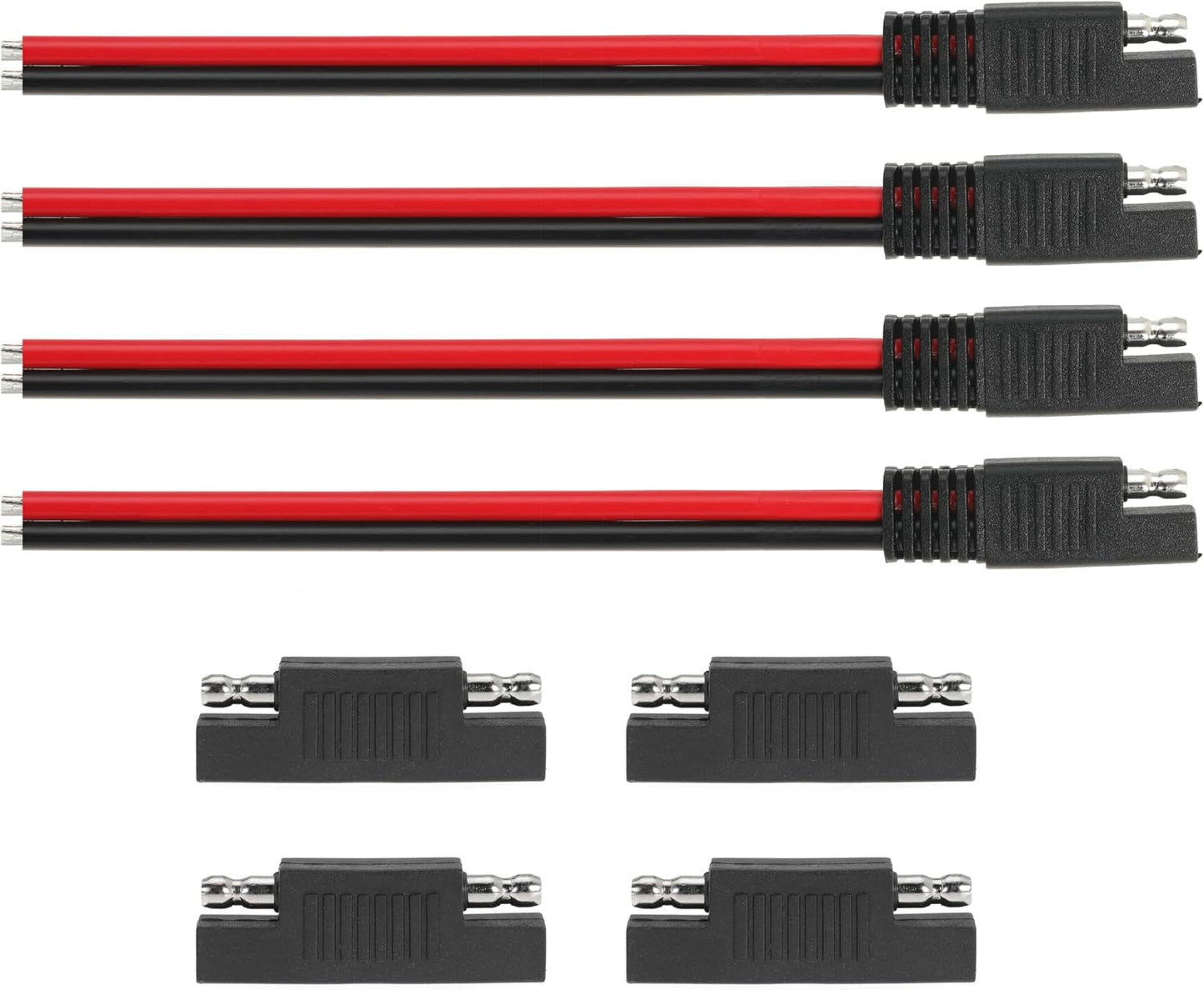 1FT 10AWG SAE Extension Cable, 10 Gauge SAE Connector Cable 10 AWG 2 Pin SAE Quick Disconnect for Solar RV Automotive, 8PCS