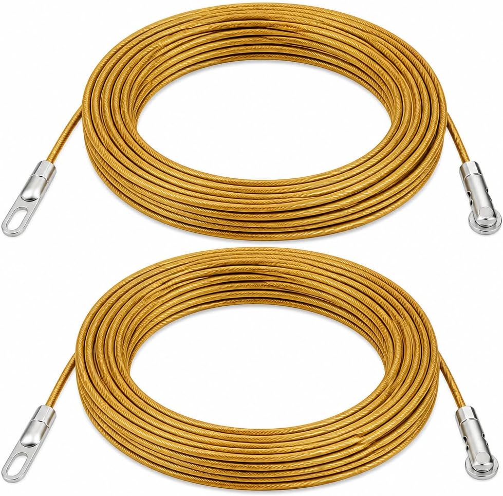 2PCS Fish Tape Wire Puller 50ft Heavy Duty Wire Fish Tape for Cable Puller Through Wall Running Electrical Wire Cable, Electrical Snake with Pulley Head for Easy Wire Fishing