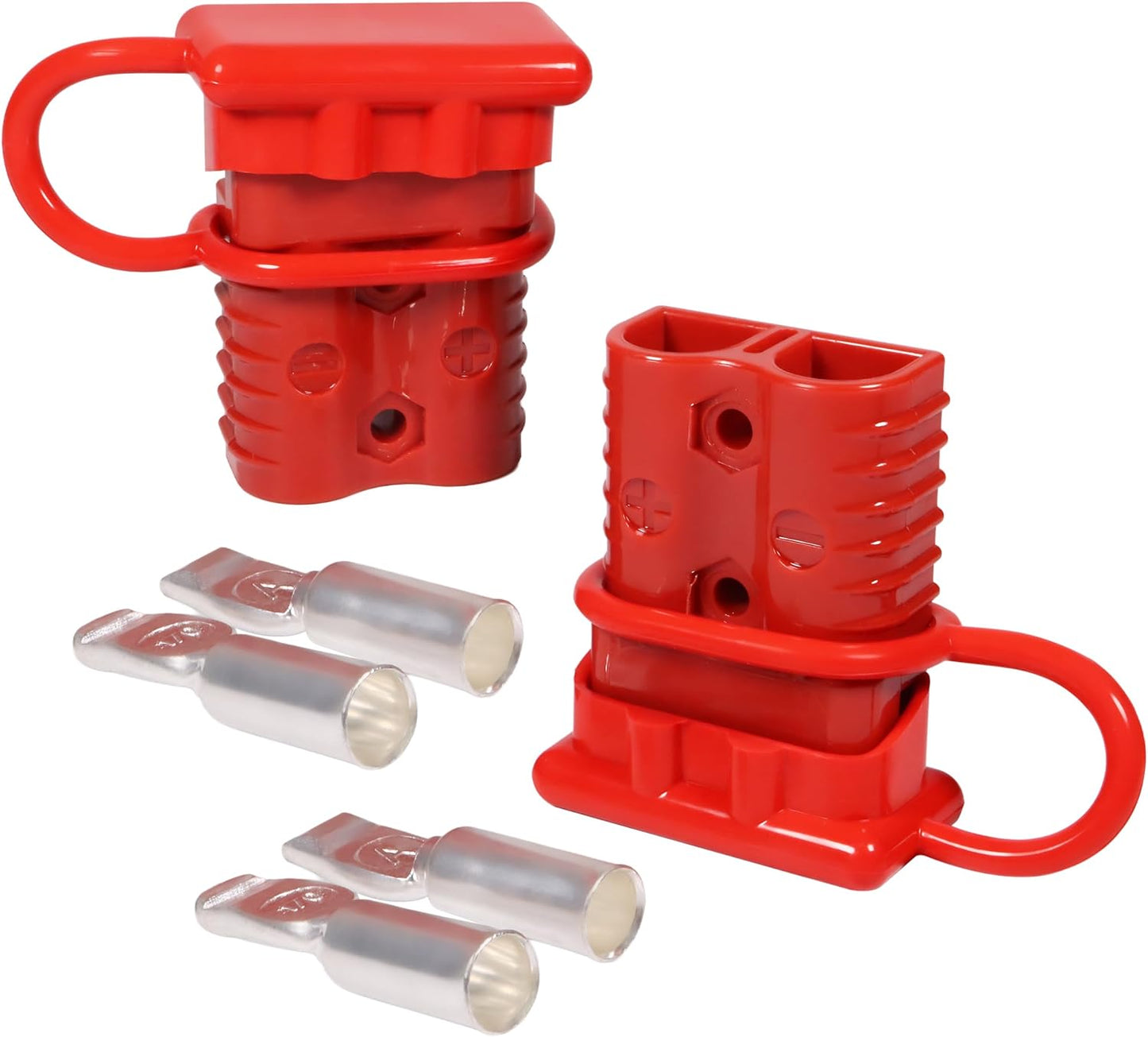 50A 600V Battery Quick Connect Disconnect Set 6-12AWG Battery Cable Connector Fit for 6/8/10/12 Gauge Connect and Disconnect Plug Connector with Protect Cover and Screws