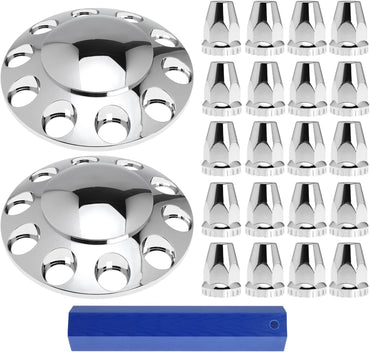 Chrome Front Axle Wheel Cover Hubcap Hub Cap for Semi for Truck 33mm Lug Nuts (Standard)